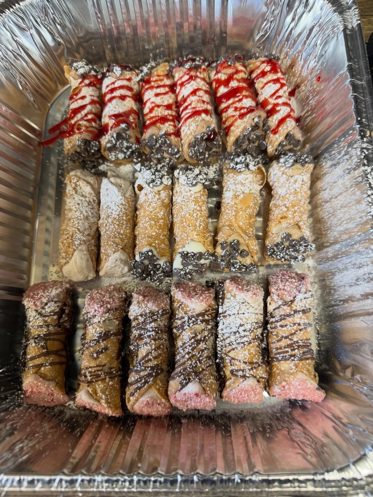Assorted cannoli catering tray